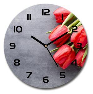 Skleněné hodiny kulaté Červené tulipány pl_zso_30_c-f_99719823