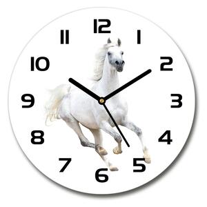 Skleněné hodiny na stěnu Bílý arabský kůň pl_zso_30_c-f_99028092