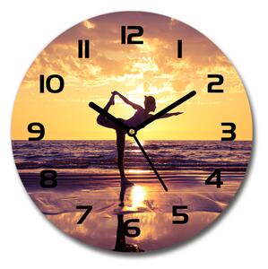 Skleněné hodiny kulaté Joga na pláži pl_zso_30_c-f_98847992