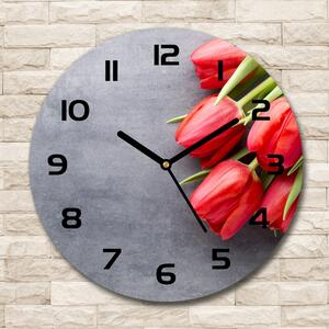 Skleněné hodiny kulaté Červené tulipány pl_zso_30_c-f_99719823