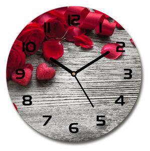 Skleněné hodiny na stěnu Červené růže pl_zso_30_c-f_99989329