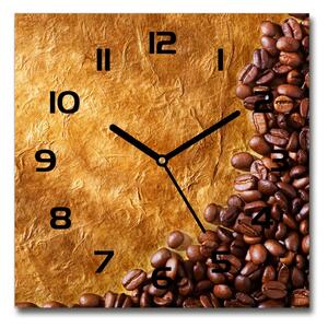 Skleněné hodiny čtverec Zrnka kávy pl_zsk_30x30_c-f_102310086