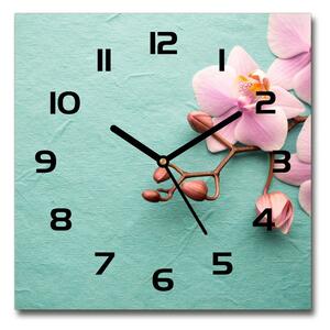 Skleněné nástěnné hodiny čtverec Orchidej pl_zsk_30x30_c-f_102905480