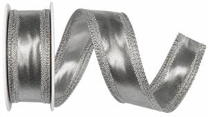 Stuha stříbrná lurexová BIRMINGHAM SILVER lesklá 25mm x 2m
