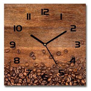Skleněné hodiny čtverec Zrnka kávy pl_zsk_30x30_c-f_104485723