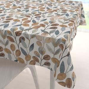 Biante Velký dekorační čtvercový ubrus Porto PRT-009 Modro-hnědé listy na režném 220x220 cm