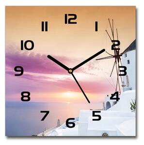 Skleněné hodiny čtverec Santorini Řecko pl_zsk_30x30_c-f_104622811