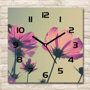 Skleněné hodiny čtverec Růžové květiny pl_zsk_30x30_c-f_104707608
