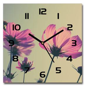 Skleněné hodiny čtverec Růžové květiny pl_zsk_30x30_c-f_104707608