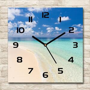 Skleněné hodiny čtverec Pláž na Maledivách pl_zsk_30x30_c-f_104787561