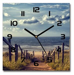 Skleněné hodiny čtverec Stezka na pláž pl_zsk_30x30_c-f_105624494