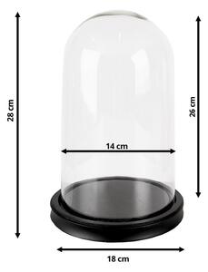 Černý dřevěný kulatý podnos se skleněným poklopem Ria - Ø18*28 cm