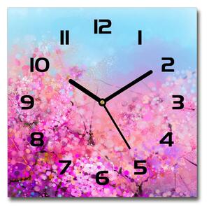 Skleněné hodiny čtverec Květy višně pl_zsk_30x30_c-f_106388949