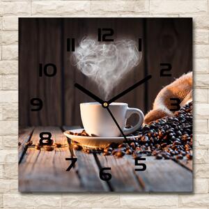 Skleněné hodiny čtverec Šálek kávy pl_zsk_30x30_c-f_106321309
