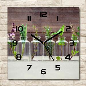 Skleněné hodiny čtverec Rostliny ve sklenicích pl_zsk_30x30_c-f_107111601