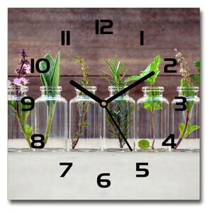 Skleněné hodiny čtverec Rostliny ve sklenicích pl_zsk_30x30_c-f_107111601