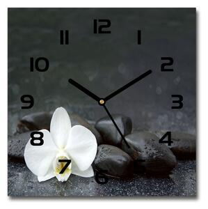 Skleněné nástěnné hodiny čtverec Orchidej pl_zsk_30x30_c-f_113617594