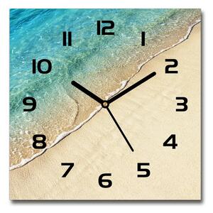 Skleněné hodiny čtverec Vlna na pláži pl_zsk_30x30_c-f_115691899