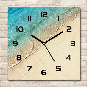 Skleněné hodiny čtverec Vlna na pláži pl_zsk_30x30_c-f_115691899