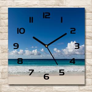 Skleněné hodiny čtverec Pláž Seychely pl_zsk_30x30_c-f_116222008