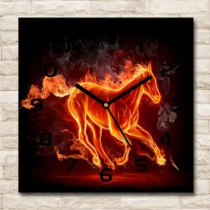 Skleněné hodiny čtverec Kůň v plamenech pl_zsk_30x30_c-f_11746508