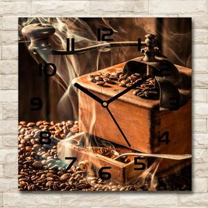 Skleněné hodiny čtverec Zrnka kávy pl_zsk_30x30_c-f_118694149