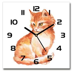 Skleněné nástěnné hodiny čtverec Červená kočka pl_zsk_30x30_c-f_120895228