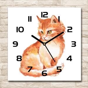 Skleněné nástěnné hodiny čtverec Červená kočka pl_zsk_30x30_c-f_120895228