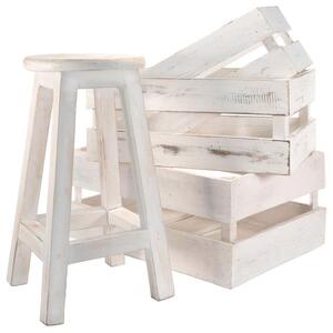 MAXXIVA® 75904 DIVERO sada vintage stolička a 3 ks přepravek, bílé dřevo