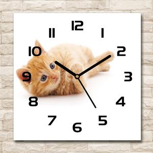 Skleněné nástěnné hodiny čtverec Červená kočka pl_zsk_30x30_c-f_126034635