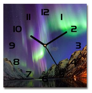 Skleněné hodiny čtverec Polární záře pl_zsk_30x30_c-f_130538510