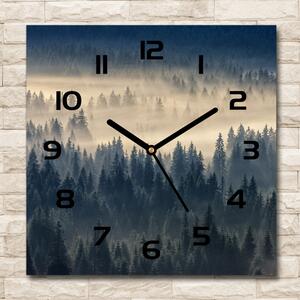 Skleněné hodiny čtverec Mlha nad lesem pl_zsk_30x30_c-f_134224571