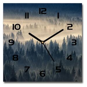 Skleněné hodiny čtverec Mlha nad lesem pl_zsk_30x30_c-f_134224571