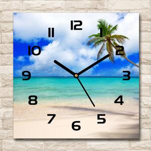 Skleněné hodiny čtverec Karibik pláž pl_zsk_30x30_c-f_143577240