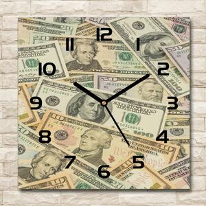 Skleněné hodiny na stěnu Peníze dolary pl_zsk_30x30_c-f_142680060