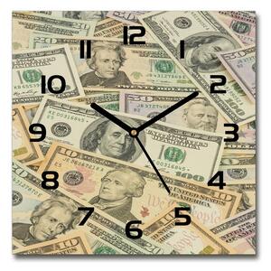 Skleněné hodiny na stěnu Peníze dolary pl_zsk_30x30_c-f_142680060