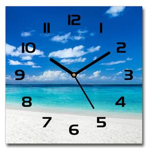 Skleněné hodiny čtverec Tropická pláž pl_zsk_30x30_c-f_151547263