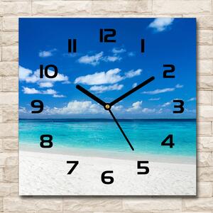 Skleněné hodiny čtverec Tropická pláž pl_zsk_30x30_c-f_151547263