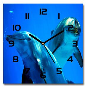 Skleněné hodiny čtverec Dva delfíni pl_zsk_30x30_c-f_16277956
