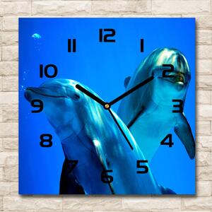 Skleněné hodiny čtverec Dva delfíni pl_zsk_30x30_c-f_16277956
