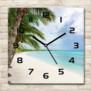 Skleněné hodiny čtverec Tropická pláž pl_zsk_30x30_c-f_176119996