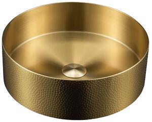 Sapho Sapho, AURUM nerezové umyvadlo na desku, průměr 38cm, včetně odtoku, tepané, zlato mat, AU201-T