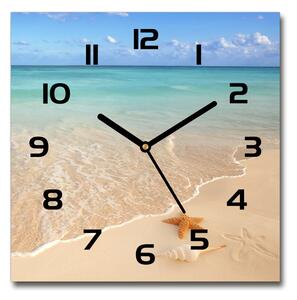 Skleněné hodiny čtverec Hvězdice na pláži pl_zsk_30x30_c-f_23665929