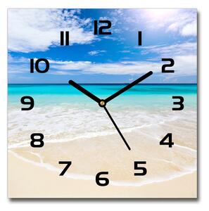 Skleněné hodiny čtverec Tropická pláž pl_zsk_30x30_c-f_32914566