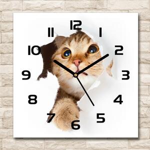Skleněné hodiny čtverec Kočka v díře pl_zsk_30x30_c-f_33902265