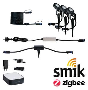 P 5173 Plug & Shine startovací sada Smart Home smik + LED zápich Sting 3000K 3x6,4W 75VA bílá/antracit - PAULMANN