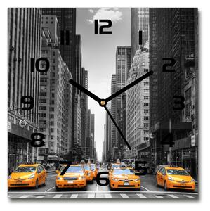 Skleněné hodiny čtverec Taxi New York pl_zsk_30x30_c-f_44846834
