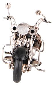 Dekorativní retro model stříbrno-černá motorka s brašnami - 19*9*11 cm