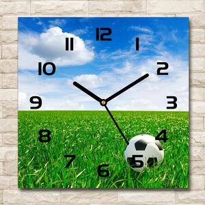 Skleněné hodiny čtverec Fotbal na louce pl_zsk_30x30_c-f_48400387