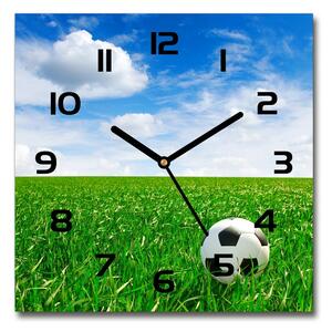 Skleněné hodiny čtverec Fotbal na louce pl_zsk_30x30_c-f_48400387